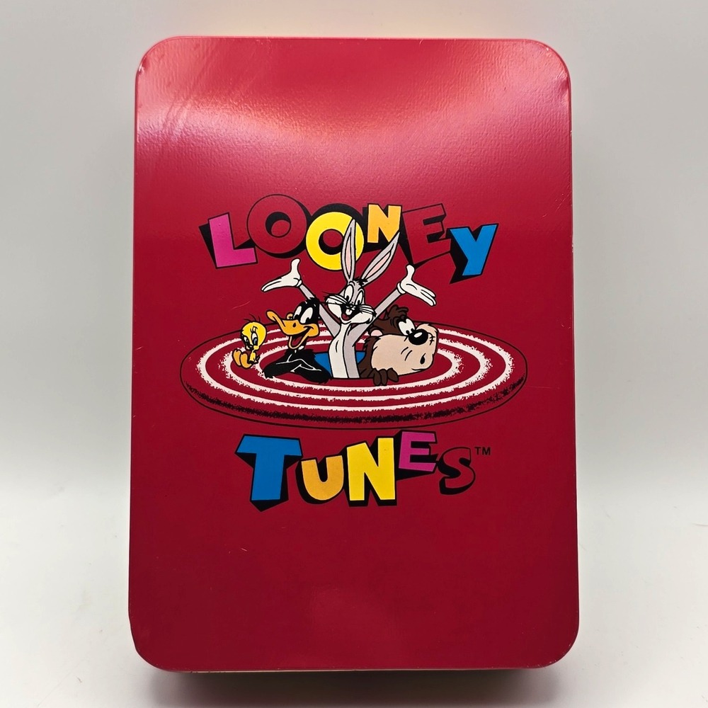 Looney Tunes Red Advertising Tin Collectible Bugs Bunny Tweety Sylvester